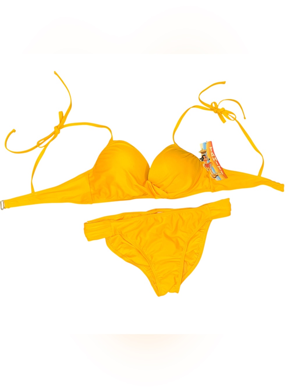 NWT Bright Yellow/ Orange Women’s Push up Top with Fun Cut Bottom Bikini